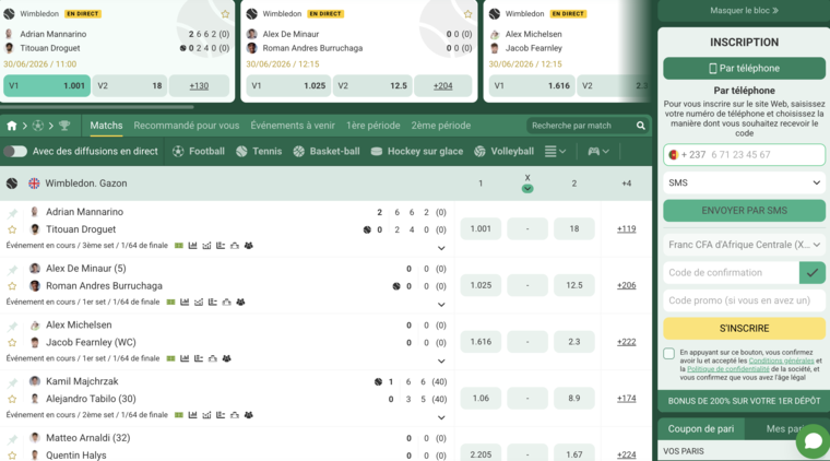 Betwinner Cameroun, paris en direct (live)
